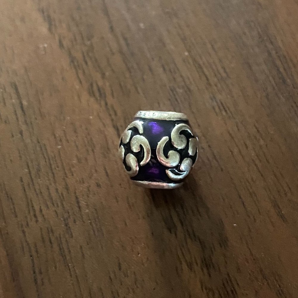 Pandora Sterling Silver Purple Zen Charm Retired Enamel Bead - 790491EN13